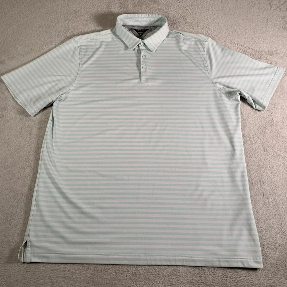 Adidas AdiPure Polo Shirt Mens XL Mint Green White Stripe Golf Performance‎